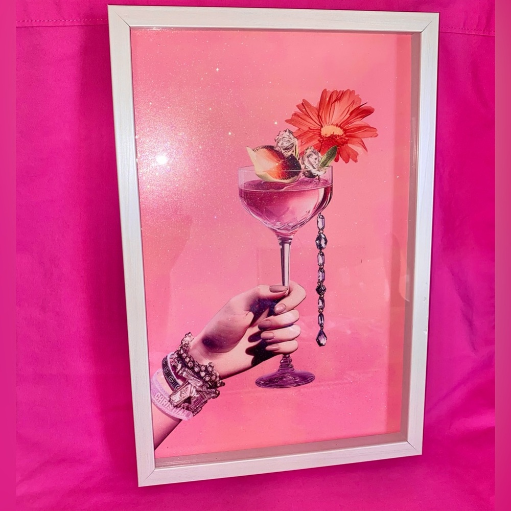 Oliver Gal Glittery Pink Artwork Daisy Eclectic Cocktail Dior Gucci Jewelry Insp